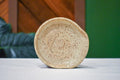 Hand-thrown spiral spoon rest in Birch, warm oatmeal cream with fine brown speckle