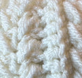 Close-up of crochet stitches in Ivory, a creamy white